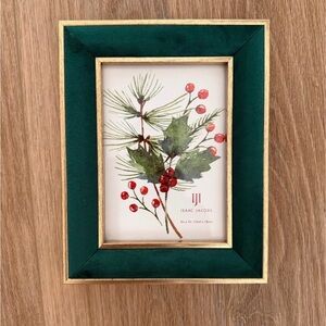 emerald green velvet picture frame with a gold metallic border 5x7